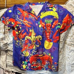 Colorful Mardi Gras Shirt with Lobster Design